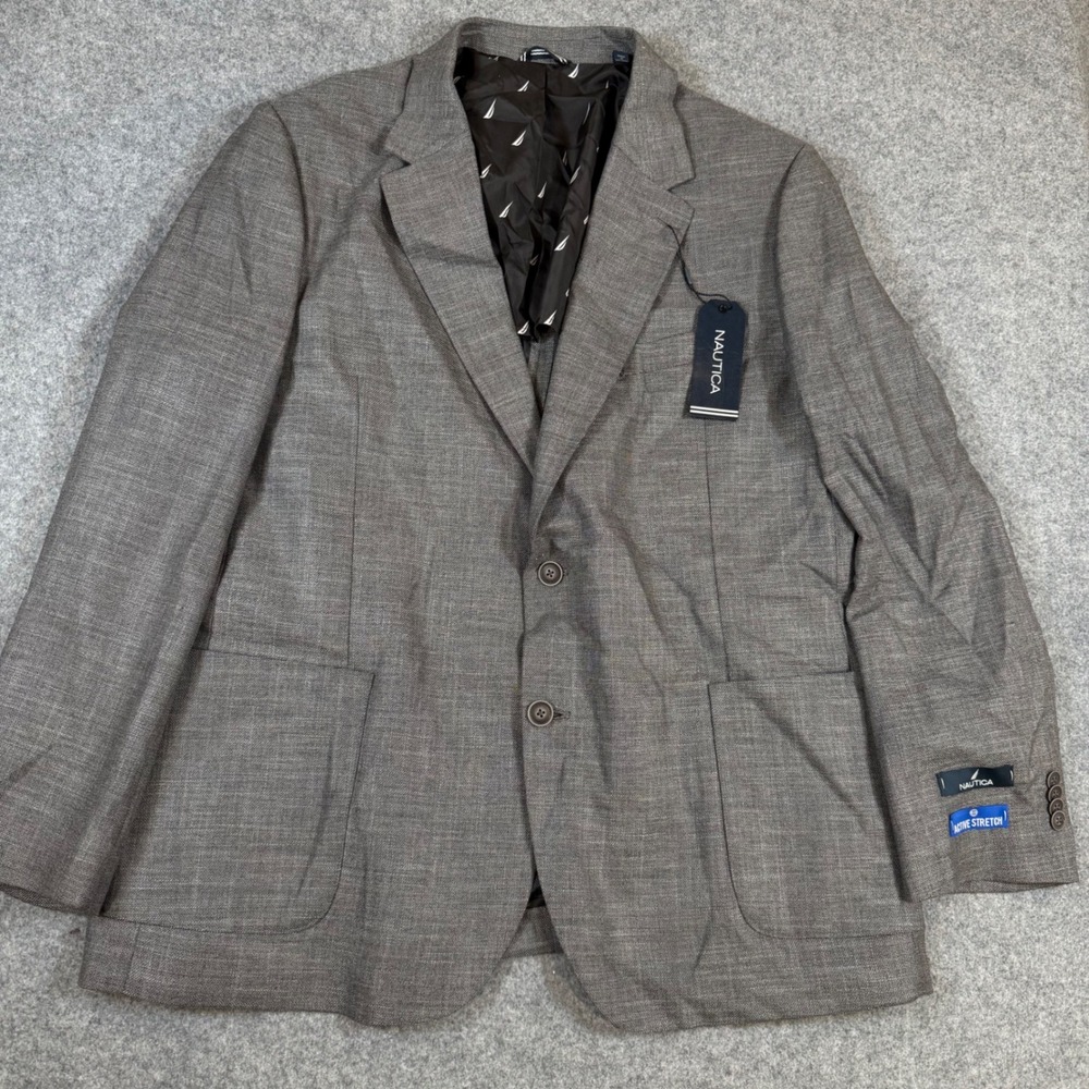 Nautica Mens Modern Fit Active Stretch Blazer Jacket Gray 48R NC656 JENSEN